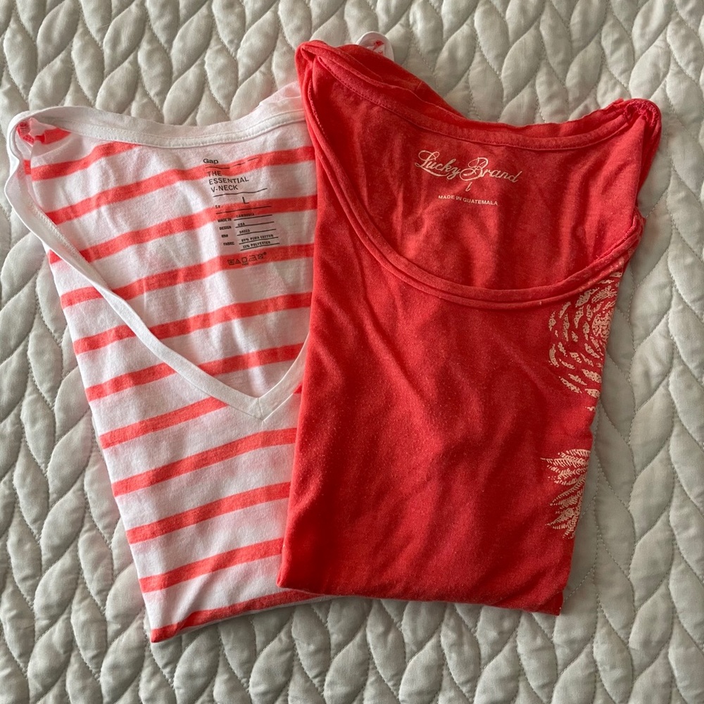 Two Cute and Bright Coral Tees